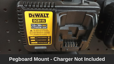 Tool Storage - Pegboard Mount For Dewalt DCB115 Battery Charger 20v or 12v Max  