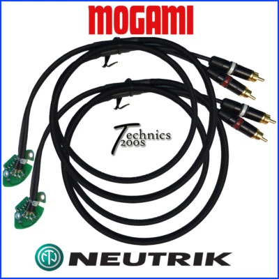 MOGAMI TECHNICS 1200S.COM 6FT TECHNICS 1200 1210 MOGAMI RCA PHONO CABLE NEUTRIK GOLD TIP INTERNAL GND PCB