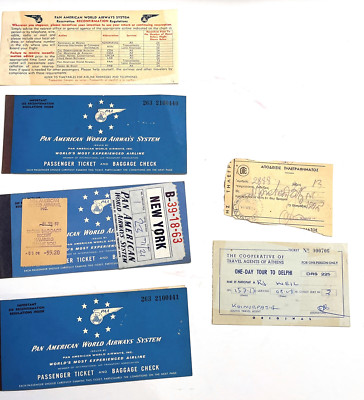 Lot 3 1957 PAN AMERICAN AIRWAYS Vintage Ticket Book World Trip New York, Europe 