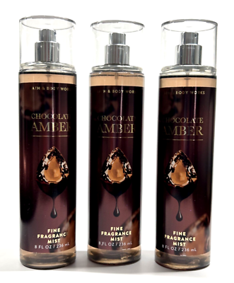 NEW 3 BATH & BODY WORKS CHOCOLATE AMBER WOMEN FRAGRANCE MIST BODY