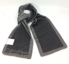 Men's Calvin Klein Knit Jacquard Logo Muffler Scarf Charcoal Gray It/201