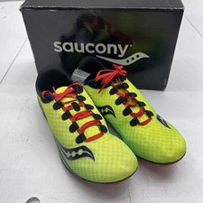 Saucony Racing Vendetta Yellow Blue Red Track Field Spike Shoes Unisex M 8.5 W10