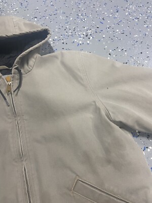 Vintage Carhartt Jacket Tan Faded Y2K Hooded Size Large 100733 | eBay