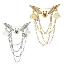 Silver   Badge Pins with Chain Tassel for Mens Suits Collar