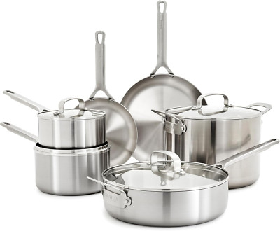 Bobby Flay 10-Piece Stainless Steel Cookware Set - Professional & Induction Safe