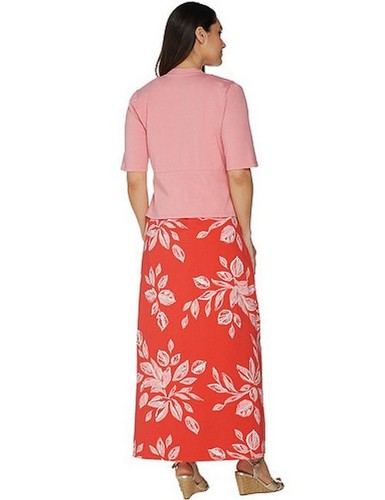 Denim & Co Floral Maxi Dress Shrug Black & White XS New V-Neck Sleeveless - Picture 2 of 6
