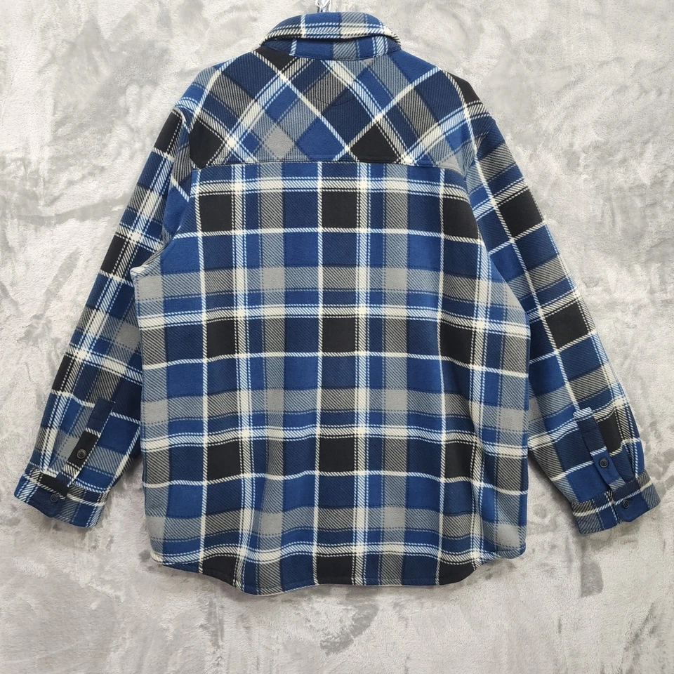 Chaqueta Freedom Foundry Hombre XXL Azul Gris A Cuadros Felpa Vellón Sherpa Forrada Chamarra Foto 4 de 4