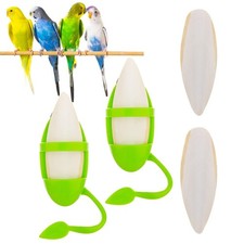 2 Pcs Cuttlebone Holder for Bird Cage - Bowl Stand Food Holder with 4 Pcs Cut...