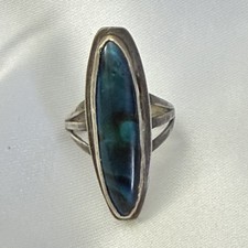 VTG Taxco Mexico Sterling Silver 925 Abalone Modernist Ring Size 9 - 5.6g