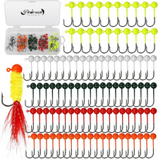 100Pcs Fly Tying Jigs Kit, Jig Heads for Fly Fishing 1/124Oz 1/80Oz 1/64Oz 1/32O