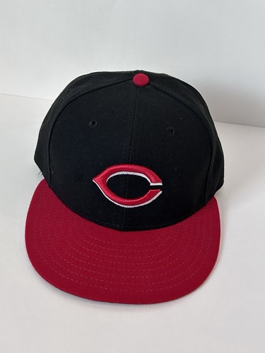 Cincinnati Reds Hat New Era 59Fifty Fitted 7 Black Crown Red Bill | eBay