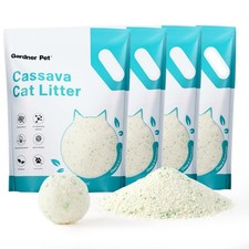 Gardner Pet Cassava Cat Litter Clumping Tapioca Odor Control Low Dust 4-Pack