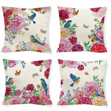 Spring Summer Hummingbird Pillow Covers French Vintage 18 x 18 Inch Throw Pil...