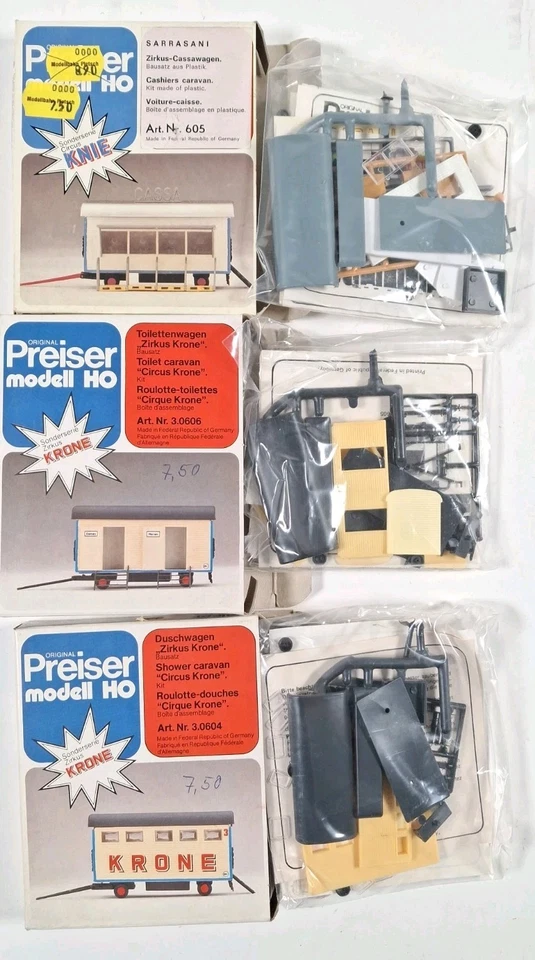 PREISER Zirkus Krone/Knie Konvolut 1:87 Bausätze Packwagen Cassa Toiletten   - Bild 3 von 4