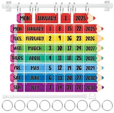 Colorful Pencil Flip Calendar Bulletin Board 57 Cards Adjustable Holder