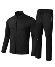 Men's Tracksuits Sweatsuits for Men Sweat Track Suits 2 Piece Large 04 Black
