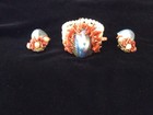 Signed Lawrence Vrba Faux Pearl,Coral And Silver Bracelet And Earrings — photo 2