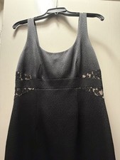 David Meister Black Lace Dress Size 8 Sleeveless Sheath Cocktail Party Cutout