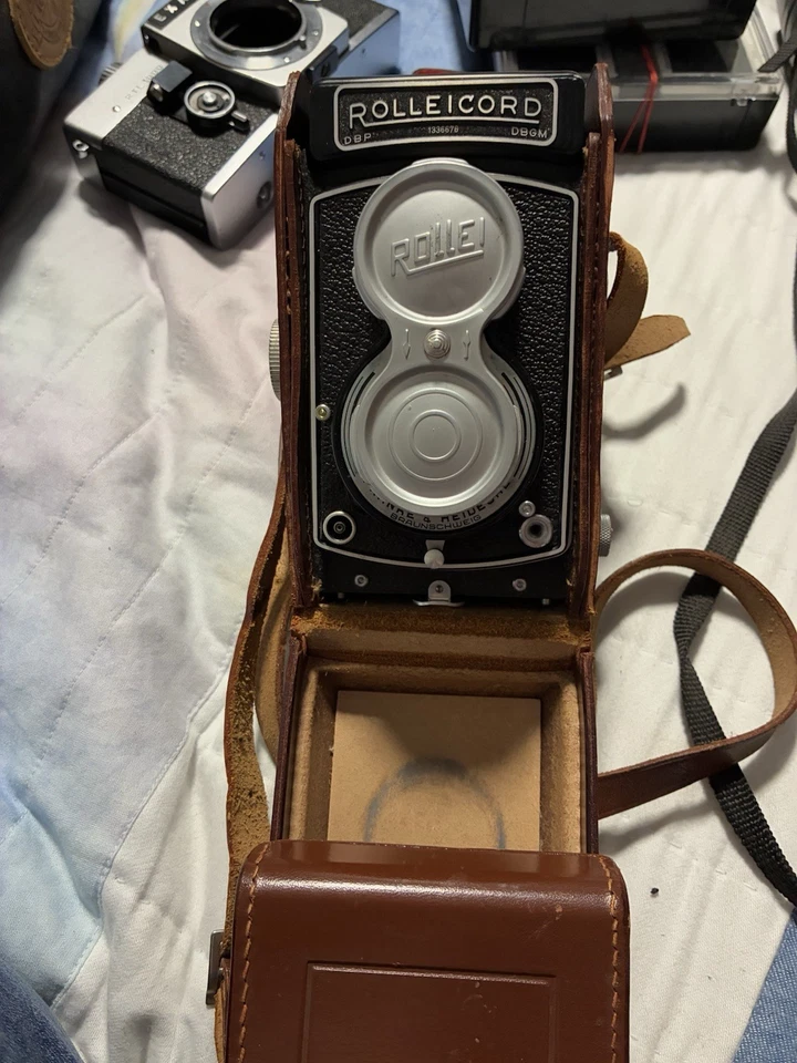 Estuche de cuero Rolleiflex Rolleicord vintage con correa #010 Foto 4 de 4