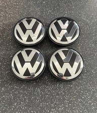 Set Vw 65mm Alloy Wheel Centre Caps Golf Scirocco Jetta Passat Touran