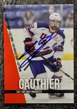 2021 Hot Shot Prospects Cutter Gauthier Rookie Auto Signed Card RC