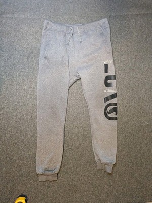 Ecko Unltd Mens Graphic Joggers Gray Fleece Sweatpants Y2K Large Cuffed Skate