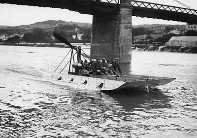 Comte Lambert's airboat motor driven planing boat setting off 1913 Old Photo