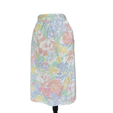 Vintage 80s JCPenney Pastel Floral Cotton Skirt Pockets Midi Size Large USA