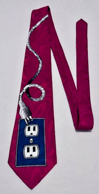 Home Improvement Neck Tie 'The Answer is More Power' Wall Plug Power Cord Red