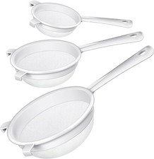 3 Pcs Plastic Nylon Mesh Strainer Colander with Handle Double Ear Fine Food Mesh