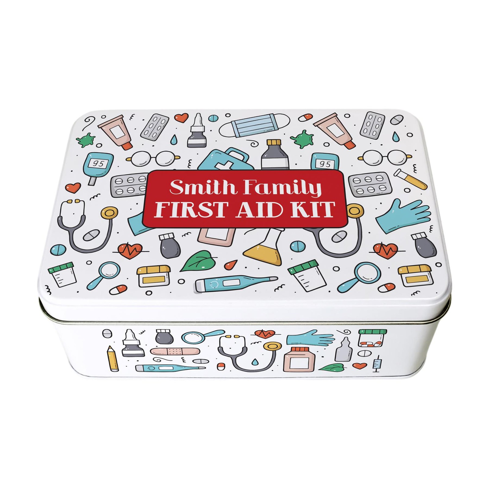 Personalised First Aid Storage Tin - Novelty Cartoon Medical Box Organiser