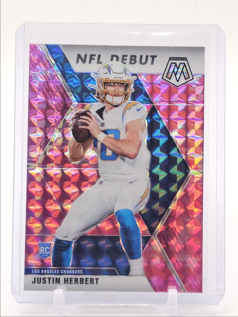 JUSTIN HERBERT 2020 MOSAIC NFL DEBUT ROOKIE CAMO PINK CHARGERS RC Q0305