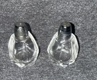 VINTAGE CLEAR GLASS SALT & PEPPER SHAKERS 6 SIDED METAL TOPS JAPAN — photo 1