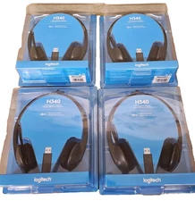 New Lot of 4 Logitech H340 Computer Headset, Over-the-Head, Black (981-000507)