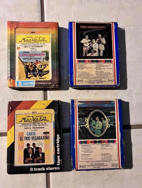 Trio Vegabajeno 8 Track Cartridge Tape Lot - Recuerdos de Borinquen, Tu Vives