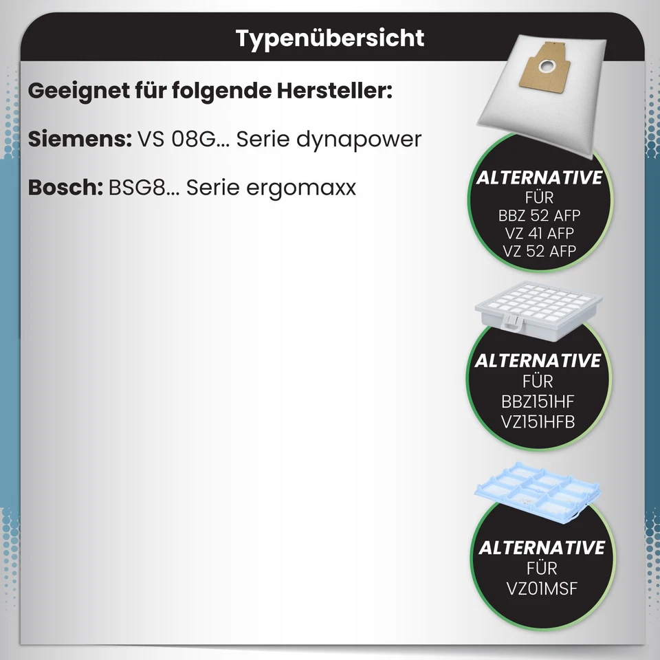 10x Staubsaugerbeutel HEPA Motorfilter geeignet für Bosch Ergomaxx Professional - Bild 2 von 4
