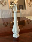 Vintage~Fenton 70's Hobnail White Milk Glass Swung Bud Vase~10.5 Inches~Stamped