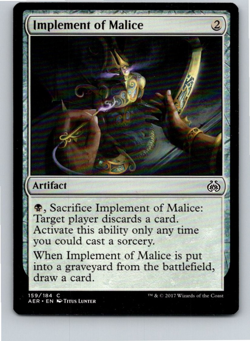 Magic the Gathering Implement of Malice Aether Revolt MTG Free Shipping!