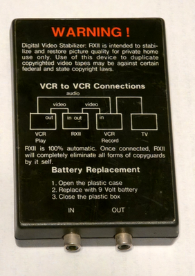RXII Digital Video Stabilizer VCR to VCR Eliminates Macrovision