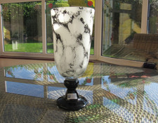 RIESIGE 42cm Murano Cenedese Kunstglas Vase mit Fuß Marmoroptik 20. Jahrhundert