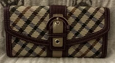 A Rare HTF DAKS London Leather Plaid Buckle Snap Wallet