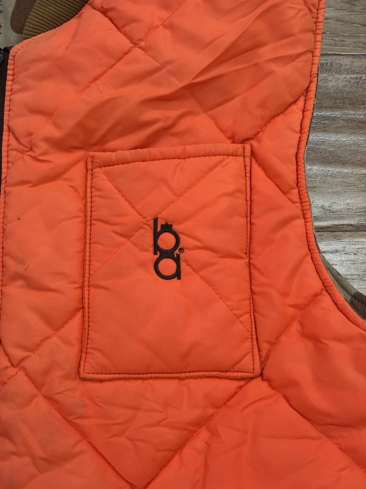 BOB ALLEN Ducks Unlimited Vintage 70s Reversible Camo Orange Hunting Vest Large - Image 3 of 4