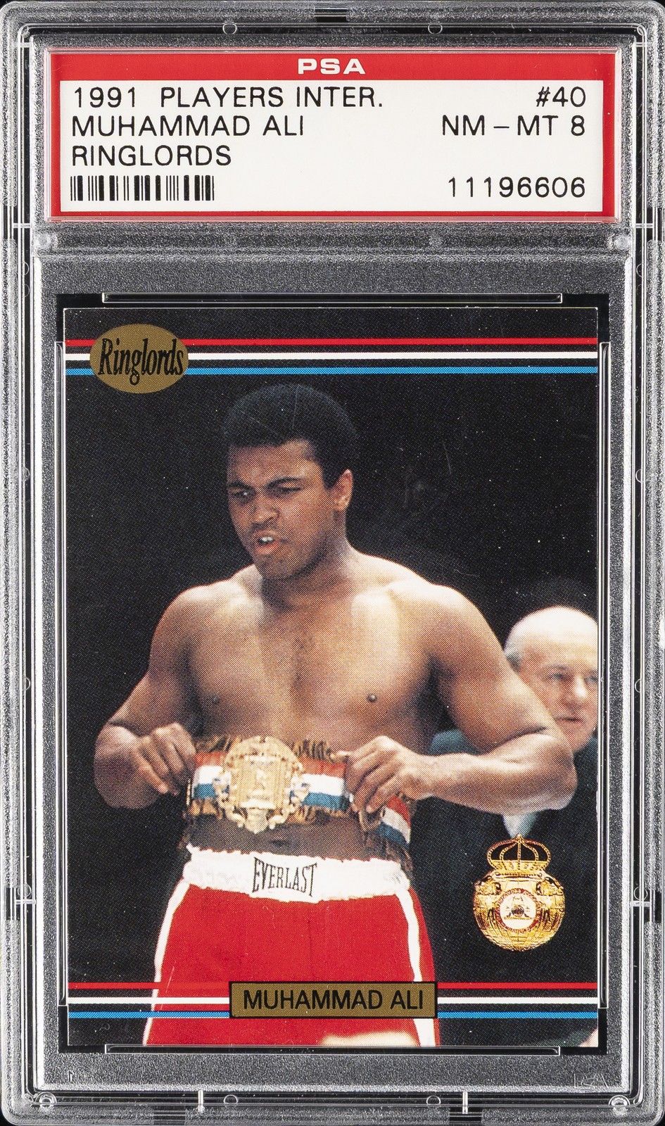 1991 PLAYERS INTERNATIONAL RINGLORDS #40 MUHAMMAD ALI PSA 8