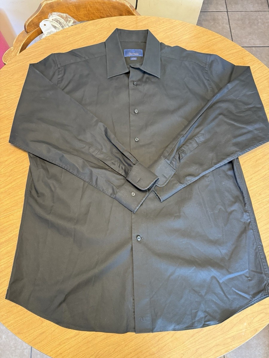 david donahue black dress shirt David Donahue Black Dress Shirt Men's 18-34/35 Button Up Trim Fit