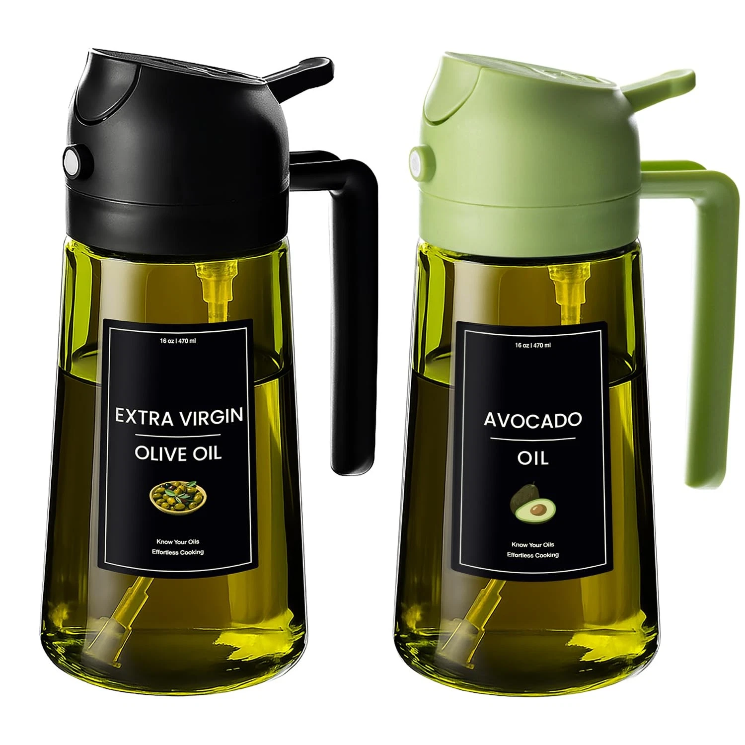 16oz Olive Oil Dispenser Black & Green 2in1 Kitchen Sprayer
Opens in a new window or tab