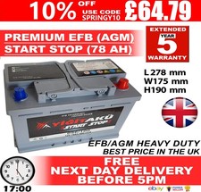 096 100 START STOP AGM 78AH Heavy Duty 12V Car Battery More power than AGM / EFB