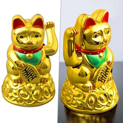 NEU Glückskatze Verzierung Plastik Goldenes Glück Lockende Maneki Neko