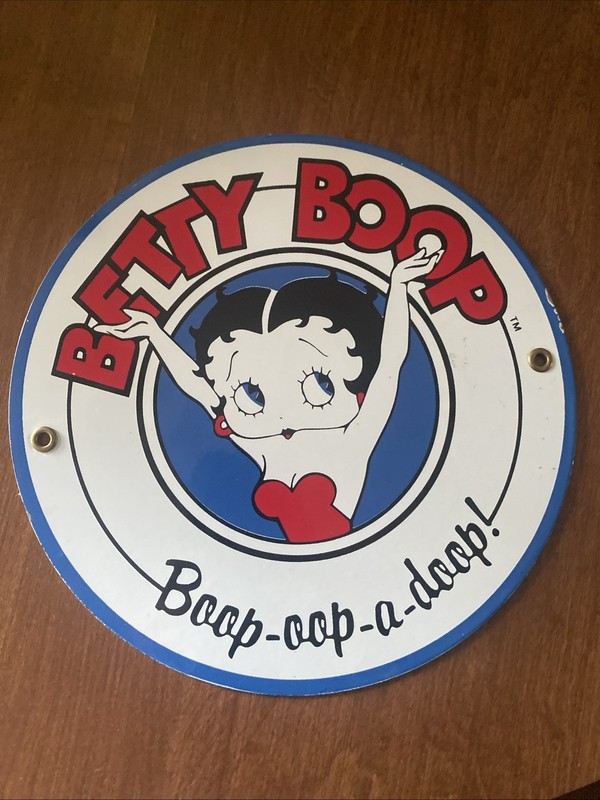 Vintage Betty Boop Round Metal Sign