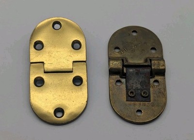 VINTAGE Butler Tray Table Hinge Round Edge Brass ONE PAIR NO SCREWS LOOK READ