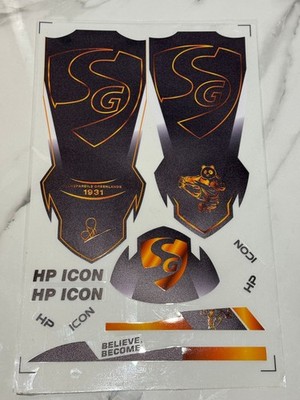 SG Cricketschläger Aufkleber 3D Chrom Qualität [SG HP ICON SCHWARZ}